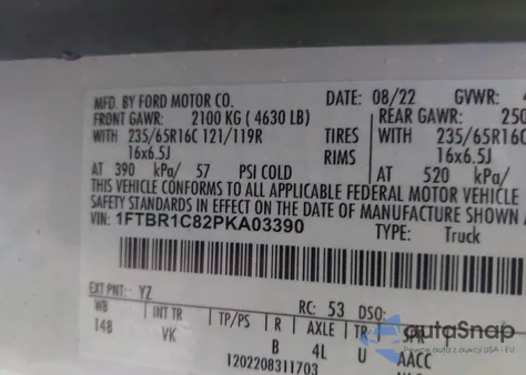 2023 Ford Transit-250 from USA, damaged, VIN 1FTBR1C82PKA03390